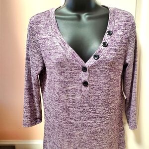 New York & Company Raglan 3/4 Length Sleeves V-Neck Top NWT